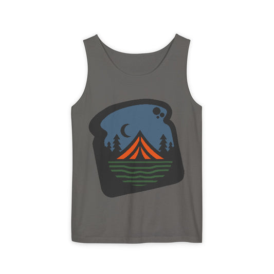 Camping Night Tent Tank Top — Retro Outdoor Adventure Graphic