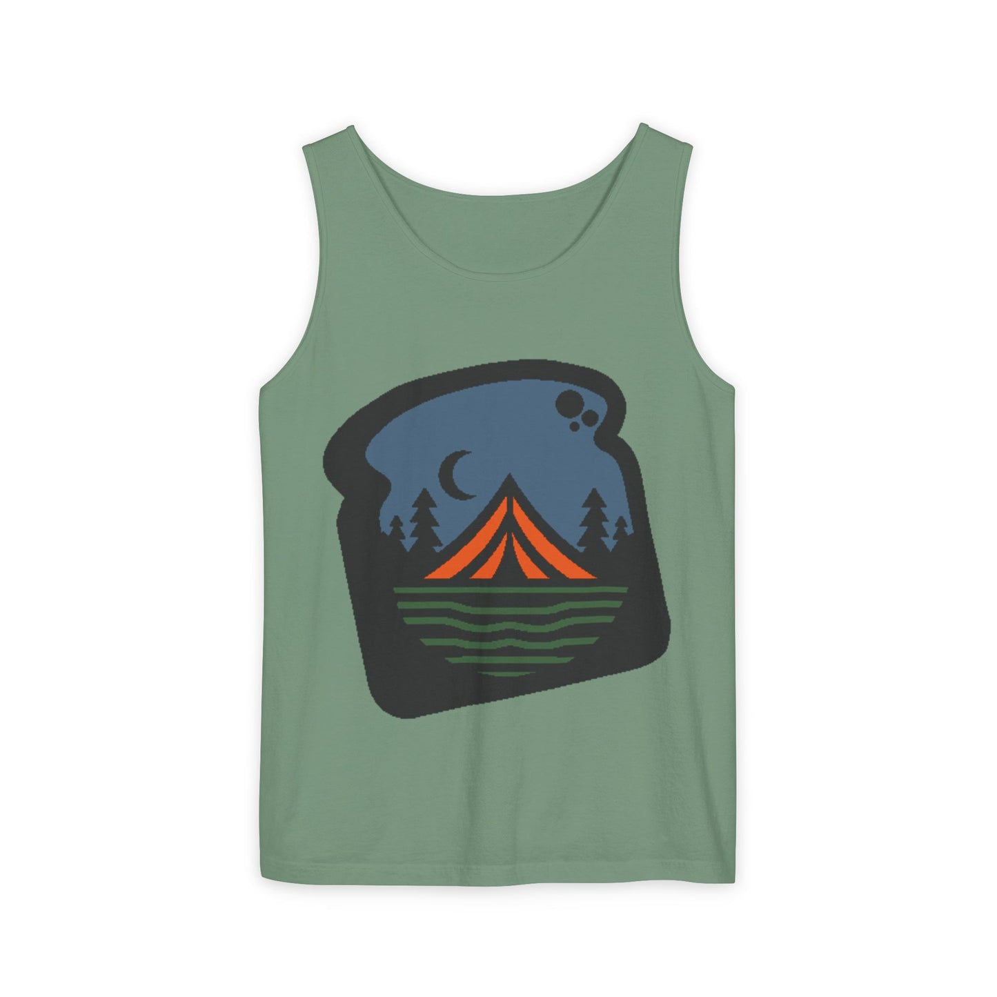 Camping Night Tent Tank Top — Retro Outdoor Adventure Graphic
